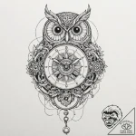 Tattoo sketch, quirky clockwork owl, a small,… – tattoo sketch (№1752485086_0, 14.07.2025 09:24) — tattoovalue.net