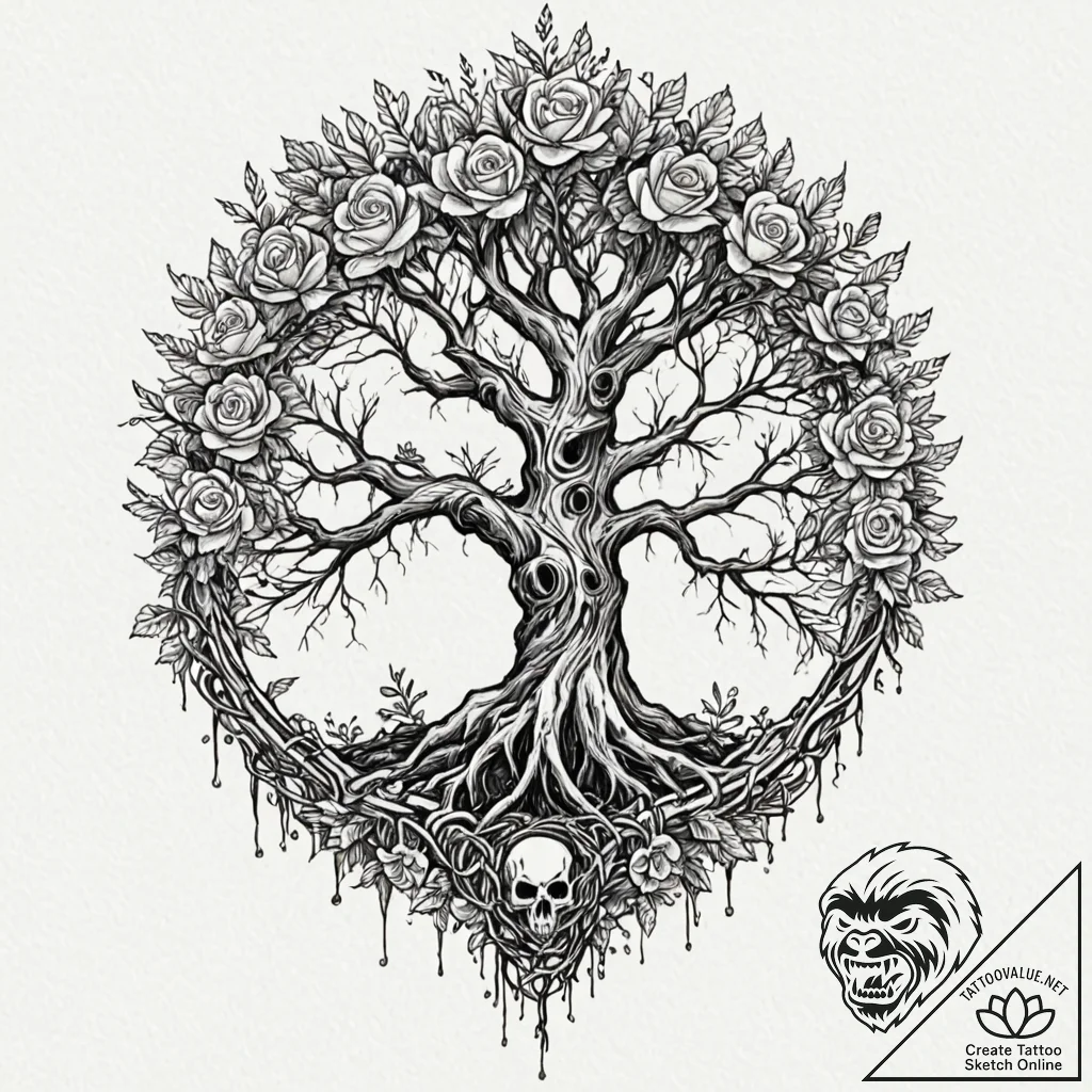 Tattoo sketch, juniper tree, ancient wisdom,... - tattoo sketch (№1752485340_0, 14.07.2025 09:29) — tattoovalue.net