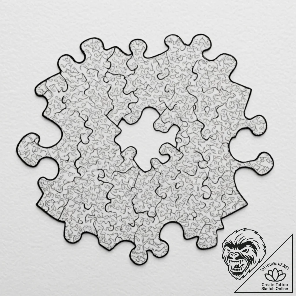 Tattoo sketch, infinite puzzle piece, a singl... - tattoo sketch (№1752486009_0, 14.07.2025 09:40) — tattoovalue.net