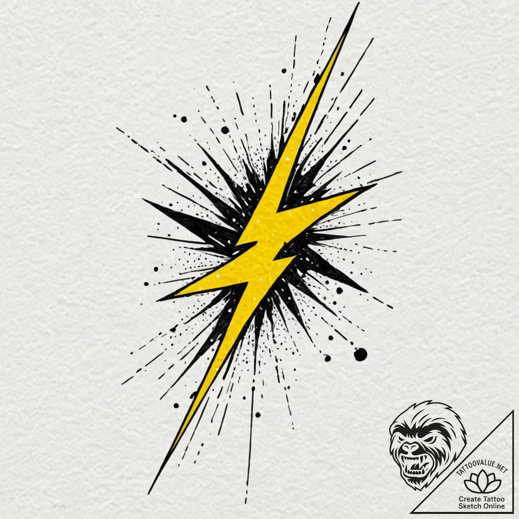 Tattoo sketch, yellow lightning, data strike,... - tattoo sketch (№1752486094_0, 14.07.2025 09:41) — tattoovalue.net