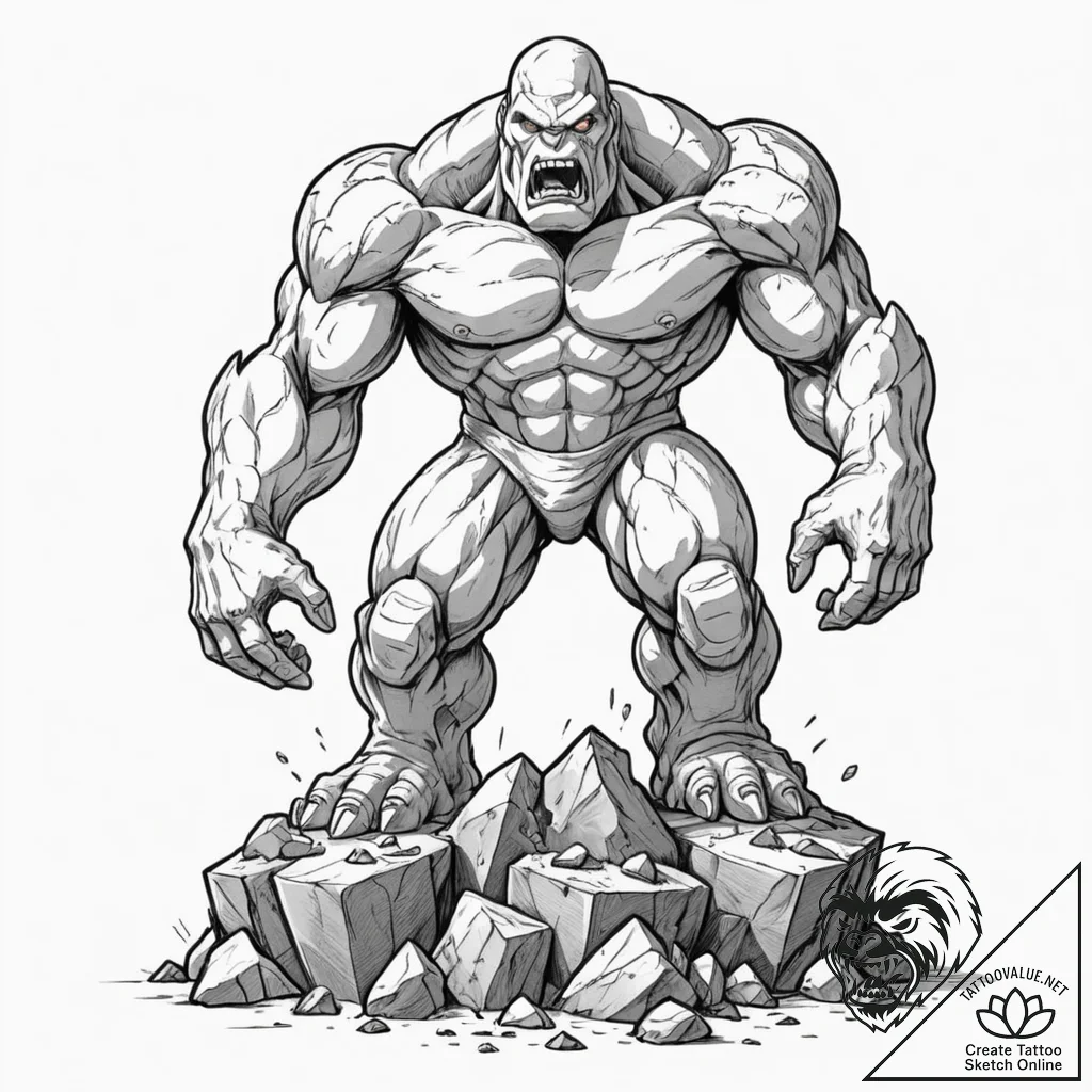 Tattoo sketch, xenolithic golem awakening, a... - tattoo sketch (№1752486262_0, 14.07.2025 09:44) — tattoovalue.net