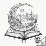 Tattoo sketch, lunar library, a vast, ancient… – tattoo sketch (№1752486932_0, 14.07.2025 09:55) — tattoovalue.net