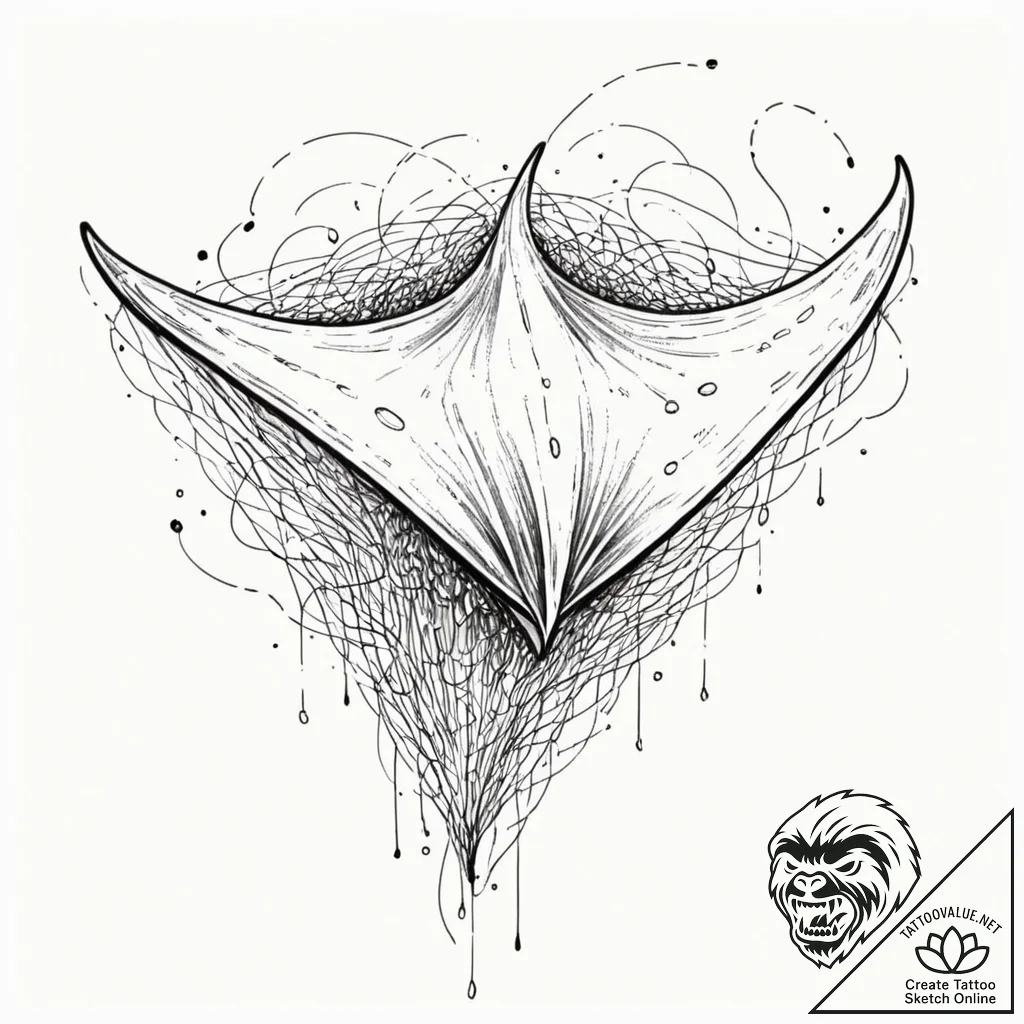 Tattoo sketch, manta ray of the deep net, a m... - tattoo sketch (№1752487102_0, 14.07.2025 09:58) — tattoovalue.net