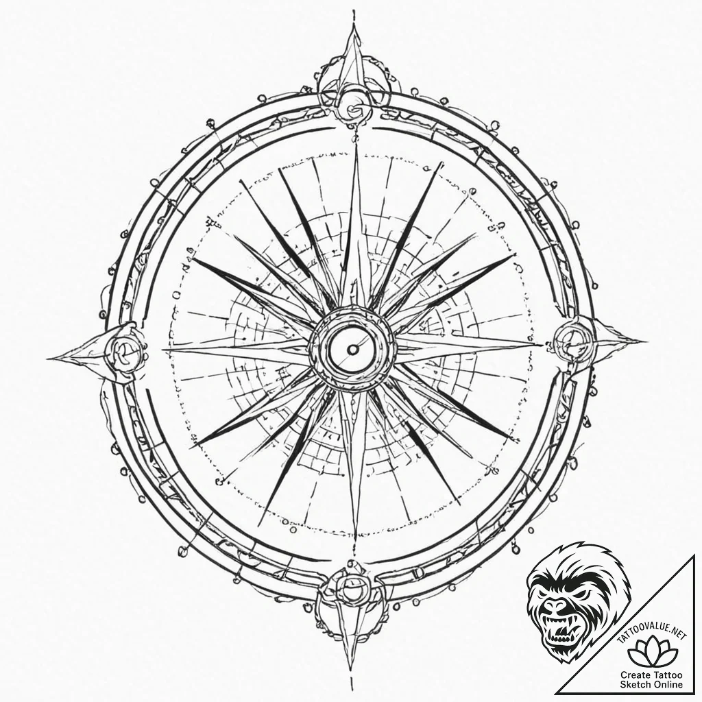 Tattoo sketch, quantum entanglement compass,... - tattoo sketch (№1752487353_0, 14.07.2025 10:02) — tattoovalue.net