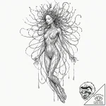 Tattoo sketch, neural net nymph, a delicate,… – tattoo sketch (№1752487437_0, 14.07.2025 10:03) — tattoovalue.net