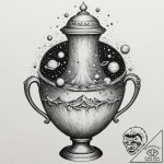 Tattoo sketch, quantum universe in a urn, an… – tattoo sketch (№1752487686_0, 14.07.2025 10:08) — tattoovalue.net