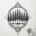 Tattoo sketch, pixelated pine forest, a seren… – tattoo sketch (№1752488023_0, 14.07.2025 10:13) — tattoovalue.net