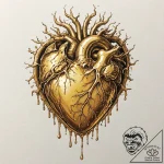 Tattoo sketch, molten gold heart, solidifying… – tattoo sketch (№1752488106_0, 14.07.2025 10:15) — tattoovalue.net