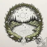 Tattoo sketch, wisdom’s wellspring, cosmic wa… – tattoo sketch (№1752489057_0, 14.07.2025 10:30) — tattoovalue.net