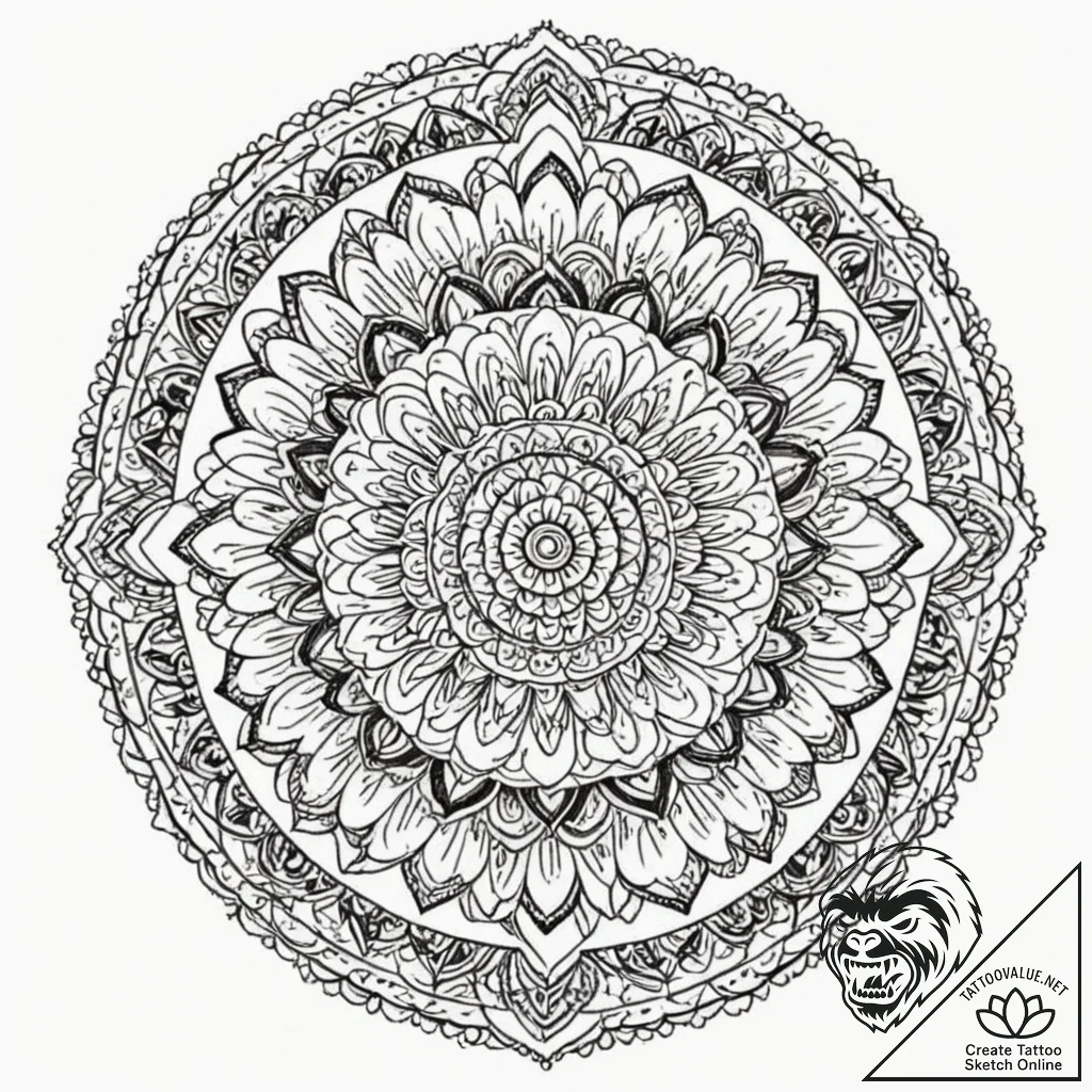 Blacklight-reactive mandala that reveals hidd... - tattoo sketch (№1752489643_0, 14.07.2025 10:40) — tattoovalue.net