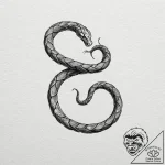 Bone serpent in coiled stance, tattoo drawing… – tattoo sketch (№1752489725_0, 14.07.2025 10:42) — tattoovalue.net