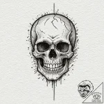 Animated skull laughing, tattoo line art, pro… – tattoo sketch (№1752489810_0, 14.07.2025 10:43) — tattoovalue.net