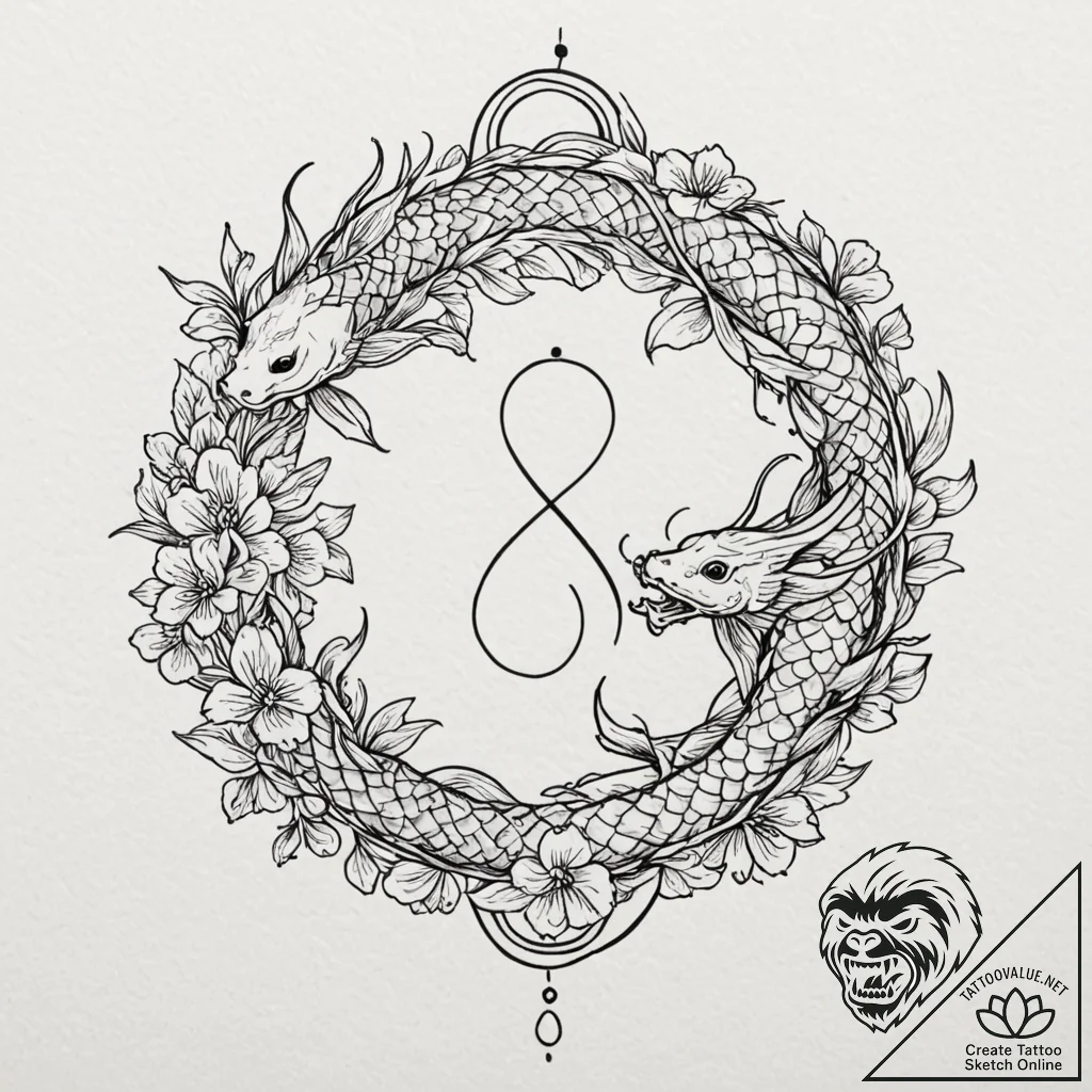 Infinity symbol woven from two different type... - tattoo sketch (№1752489894_0, 14.07.2025 10:44) — tattoovalue.net