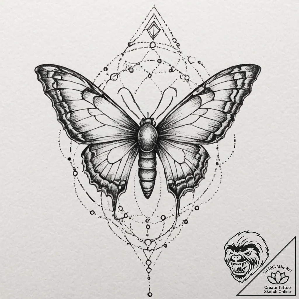 Astral moth with glowing patterns, concept ar... - tattoo sketch (№1752489979_0, 14.07.2025 10:46) — tattoovalue.net