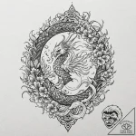 Bone phoenix in skeletal form, tattoo flash s… – tattoo sketch (№1752490061_0, 14.07.2025 10:47) — tattoovalue.net