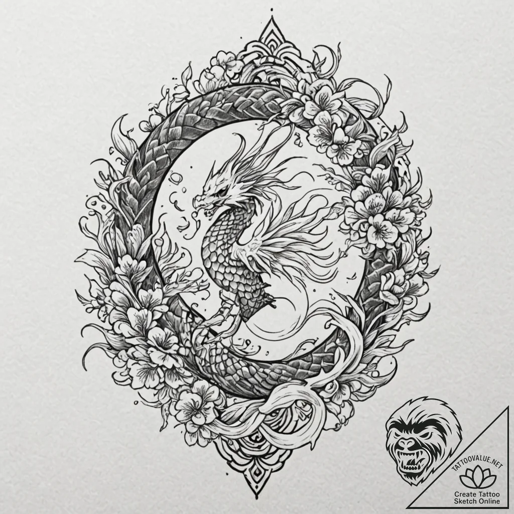 Bone phoenix in skeletal form, tattoo flash s... - tattoo sketch (№1752490061_0, 14.07.2025 10:47) — tattoovalue.net