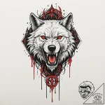Abyssal wolf with dripping fangs, tattoo line… – tattoo sketch (№1752490145_0, 14.07.2025 10:49) — tattoovalue.net