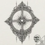 Sunlight caught in broken mirror, tattoo line… – tattoo sketch (№1752490227_0, 14.07.2025 10:50) — tattoovalue.net