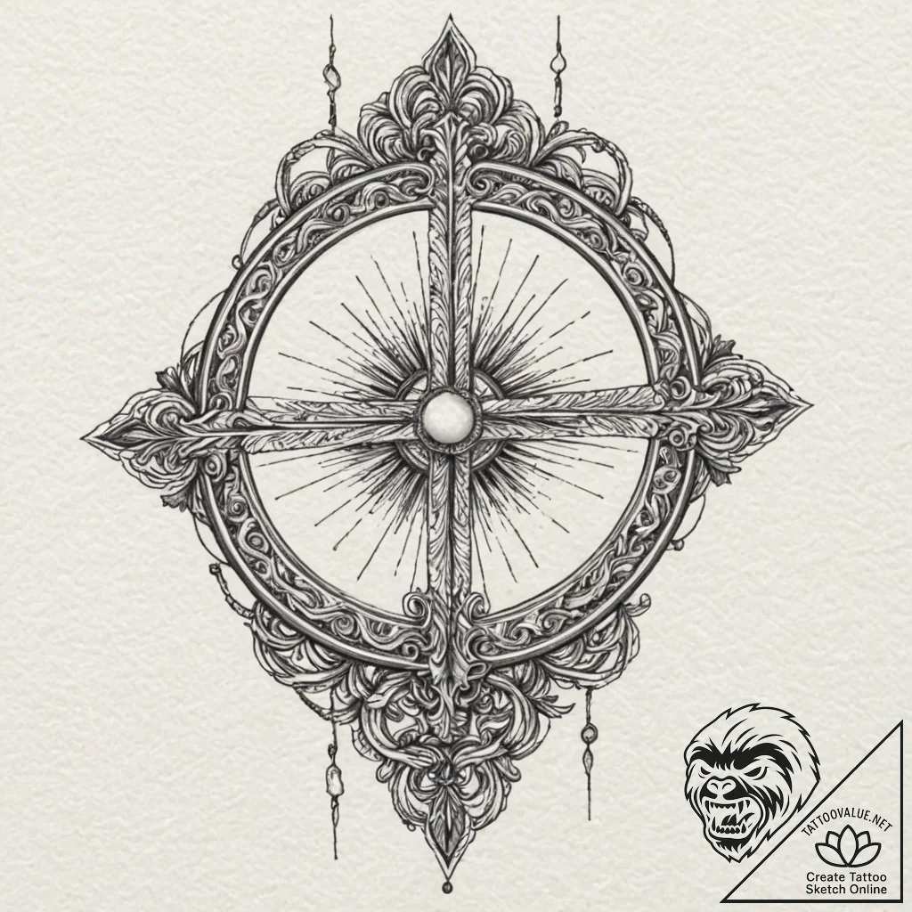Sunlight caught in broken mirror, tattoo line... - tattoo sketch (№1752490227_0, 14.07.2025 10:50) — tattoovalue.net