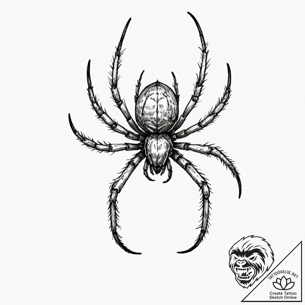 Spider - tattoo sketch (№1752491061_0, 14.07.2025 11:04) — tattoovalue.net