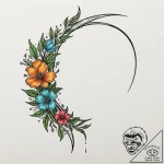 Opal scythe cleaving spectral bloom, artistic… – tattoo sketch (№1752491144_0, 14.07.2025 11:05) — tattoovalue.net