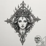 Jade relic crowned with thorns, tattoo flash… – tattoo sketch (№1752491314_0, 14.07.2025 11:08) — tattoovalue.net
