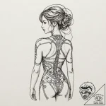 Circuit board pattern on a human back, tattoo… – tattoo sketch (№1752491774_0, 14.07.2025 11:16) — tattoovalue.net