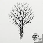 Fractured blade within spectral tree, tattoo… – tattoo sketch (№1752491940_0, 14.07.2025 11:19) — tattoovalue.net