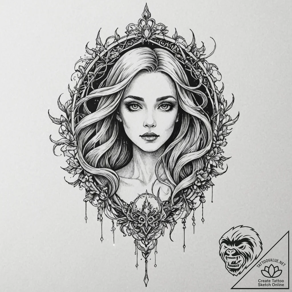 A ghostly apparition in a hallway, tattoo ske... - tattoo sketch (№1752492447_0, 14.07.2025 11:27) — tattoovalue.net
