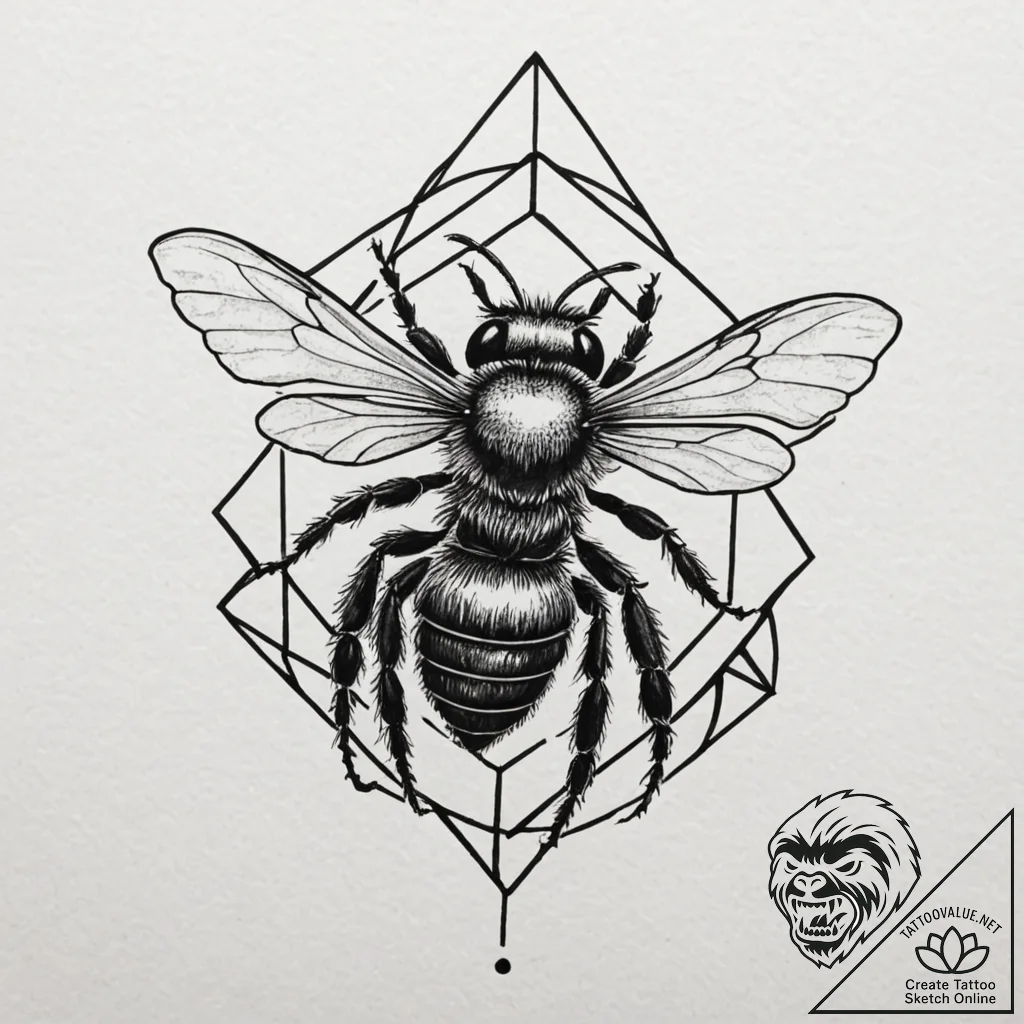 A powerful buzzing bee, industrious,, artisti... - tattoo sketch (№1752492604_0, 14.07.2025 11:30) — tattoovalue.net