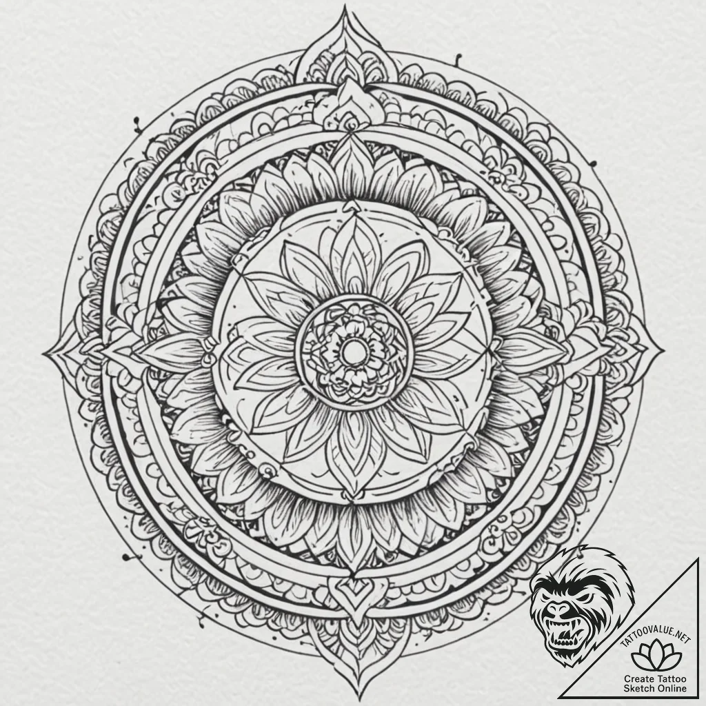 Bone circle in ritual pit, ink illustration f... - tattoo sketch (№1752492681_0, 14.07.2025 11:31) — tattoovalue.net