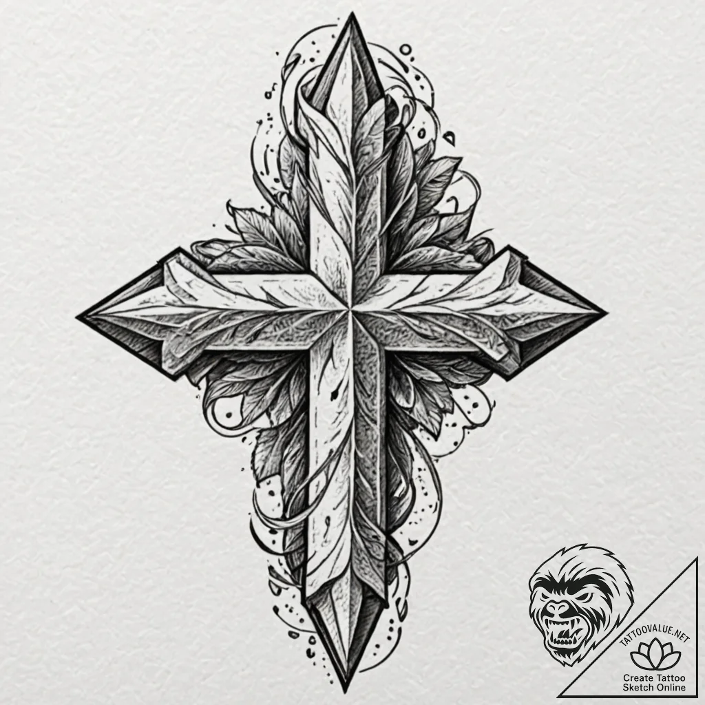 Leaf blade splitting stone, tattoo flash shee... - tattoo sketch (№1752492990_0, 14.07.2025 11:36) — tattoovalue.net