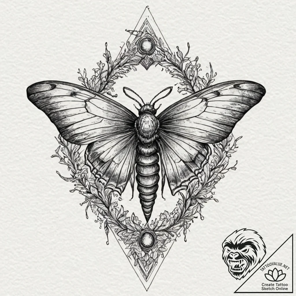 Arcane moth caught between realities, artisti... - tattoo sketch (№1752493279_0, 14.07.2025 11:41) — tattoovalue.net
