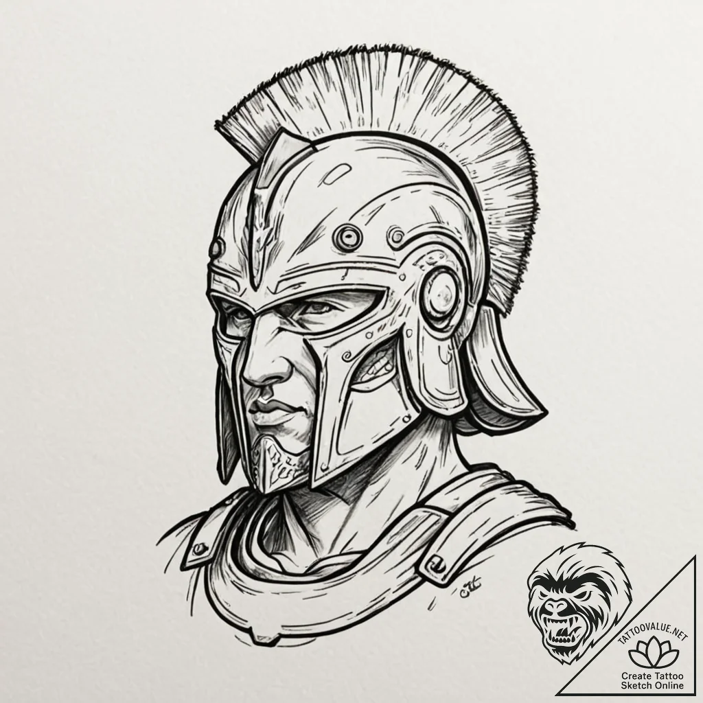 Spartan, tattoo flash sheet design, on a clea... - tattoo sketch (№1752493449_0, 14.07.2025 11:44) — tattoovalue.net
