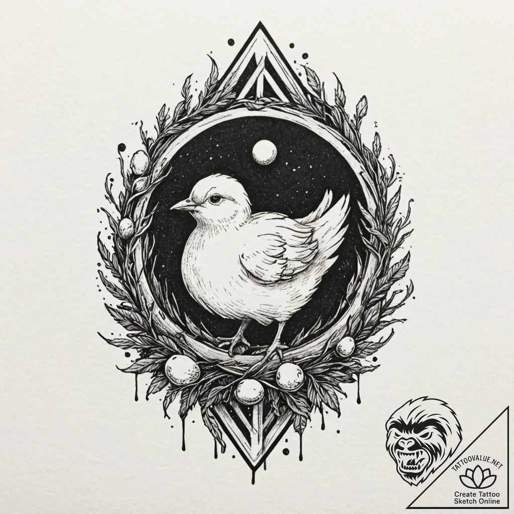A detailed broken eggshell with a chick emerg... - tattoo sketch (№1752493615_0, 14.07.2025 11:46) — tattoovalue.net