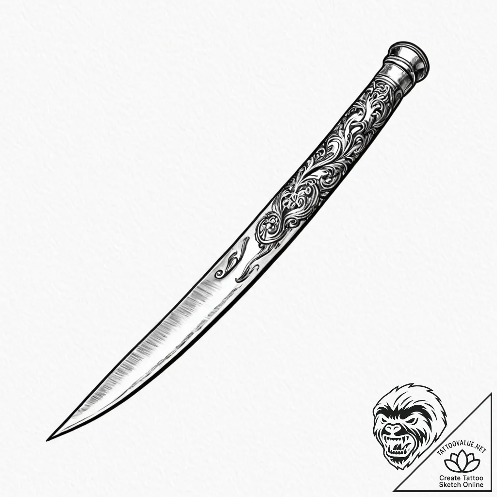 Straight razor - tattoo sketch (№1752493698_0, 14.07.2025 11:48) — tattoovalue.net