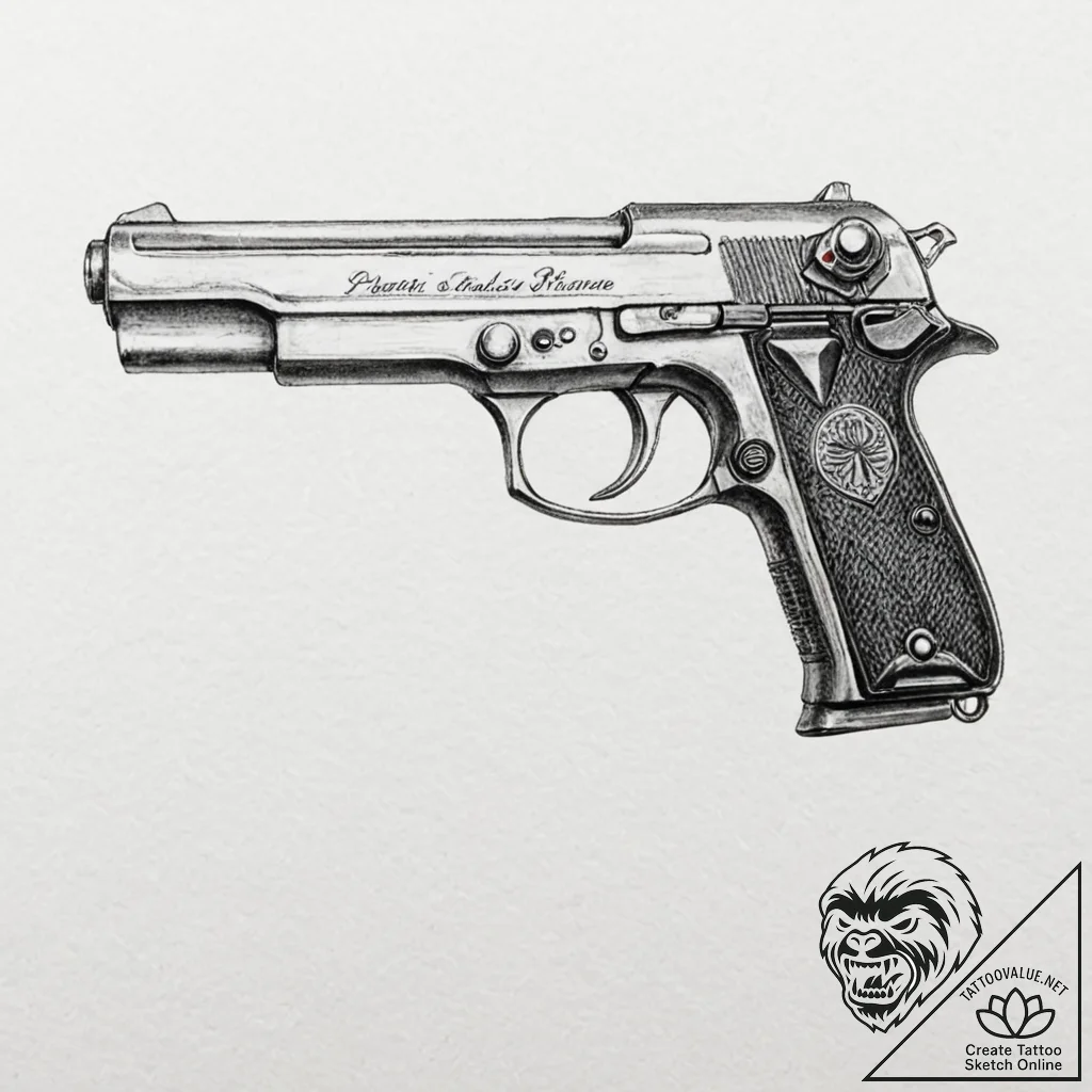 Deckard's pistol from blade runner - tattoo sketch (№1752493781_0, 14.07.2025 11:49) — tattoovalue.net