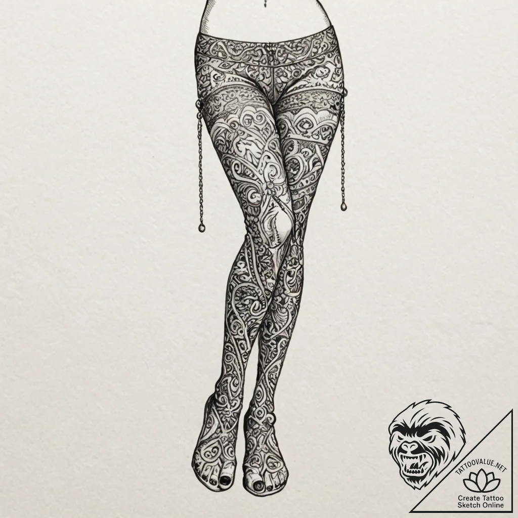 Stockings, tattoo sketch design, sepia tone s... - tattoo sketch (№1752494182_0, 14.07.2025 11:56) — tattoovalue.net