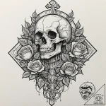 Eroded statue of a forgotten god, tattoo line… – tattoo sketch (№1752494262_0, 14.07.2025 11:57) — tattoovalue.net