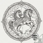 Carousel horse made of bone and withered vine… – tattoo sketch (№1752494342_0, 14.07.2025 11:59) — tattoovalue.net
