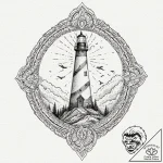 Lighthouse wrapped in ghostly fog, artistic t… – tattoo sketch (№1752494423_0, 14.07.2025 12:00) — tattoovalue.net