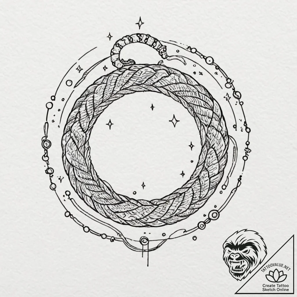 Oracle serpent coiling through stars, artisti... - tattoo sketch (№1752494503_0, 14.07.2025 12:01) — tattoovalue.net