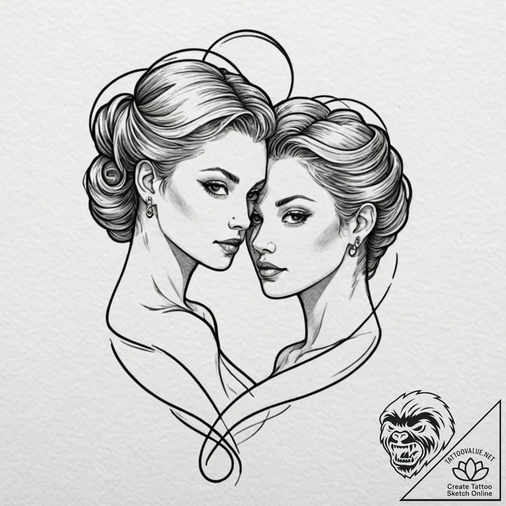 Twins, tattoo sketch design, soft whip shadin... - tattoo sketch (№1752494743_0, 14.07.2025 12:05) — tattoovalue.net