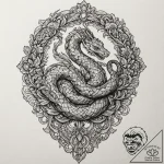 Ancient serpent biting its tail, tattoo line… – tattoo sketch (№1752495243_0, 14.07.2025 12:14) — tattoovalue.net