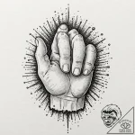 Orcish fist breaking through wall, tattoo lin… – tattoo sketch (№1752495411_0, 14.07.2025 12:16) — tattoovalue.net