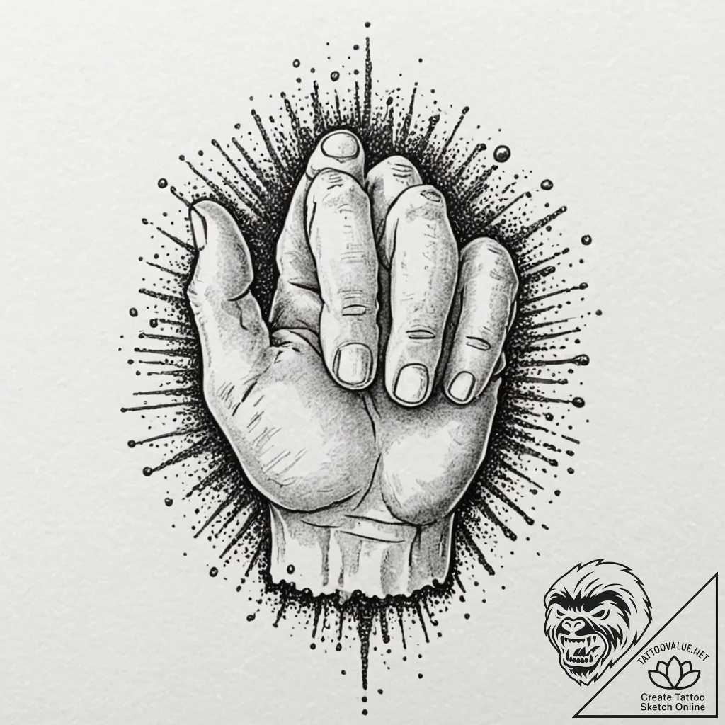 Orcish fist breaking through wall, tattoo lin... - tattoo sketch (№1752495411_0, 14.07.2025 12:16) — tattoovalue.net