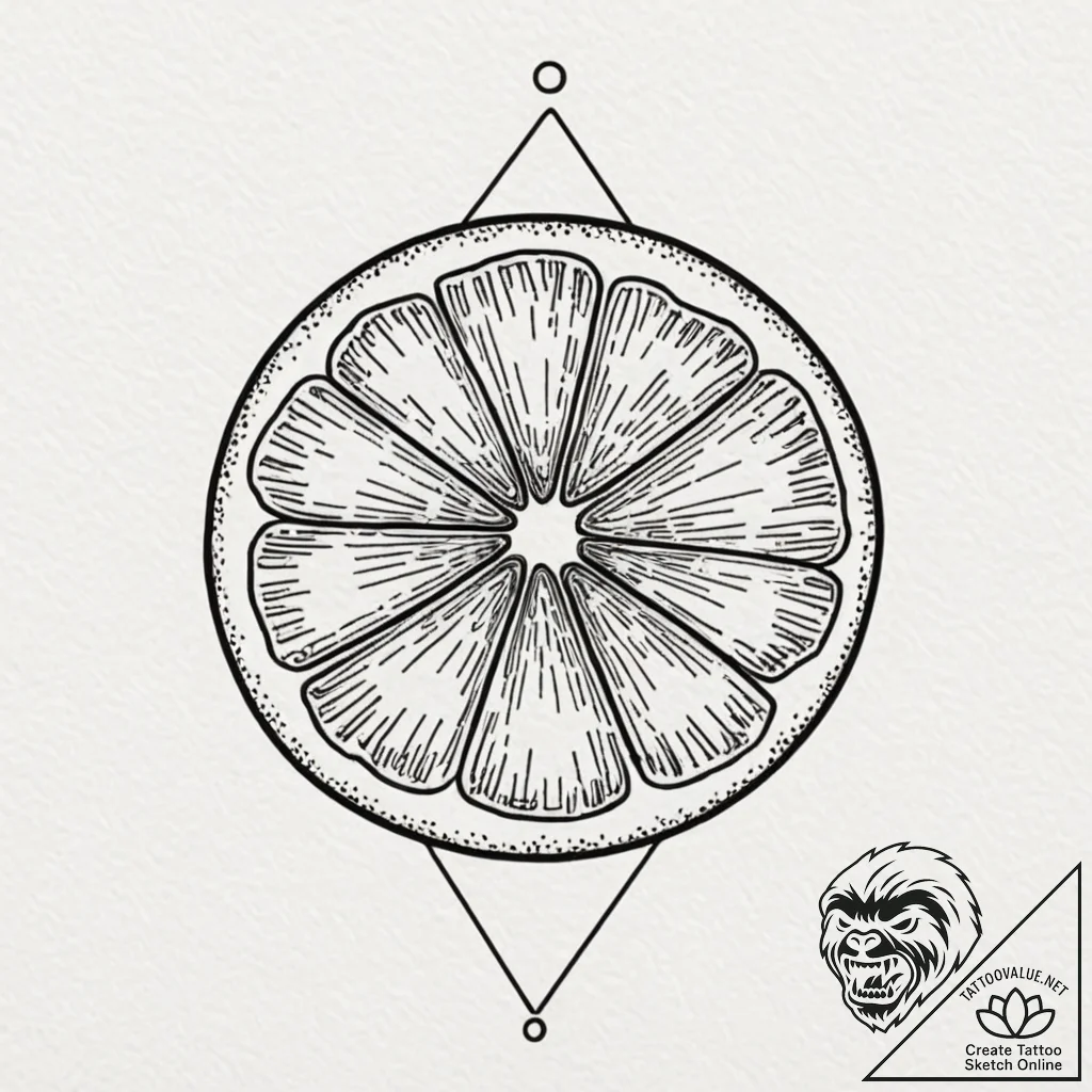 Lemon slice, simple and graphic, tattoo drawi... - tattoo sketch (№1752495662_0, 14.07.2025 12:21) — tattoovalue.net