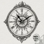 Ashen clock with shattered face, tattoo line… – tattoo sketch (№1752495999_0, 14.07.2025 12:26) — tattoovalue.net