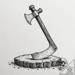 Executioner’s axe, chipped and stained, resti… – tattoo sketch (№1752496247_0, 14.07.2025 12:30) — tattoovalue.net