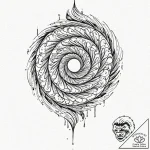 Ashen mirror cracked in spiral, ink illustrat… – tattoo sketch (№1752496496_0, 14.07.2025 12:34) — tattoovalue.net